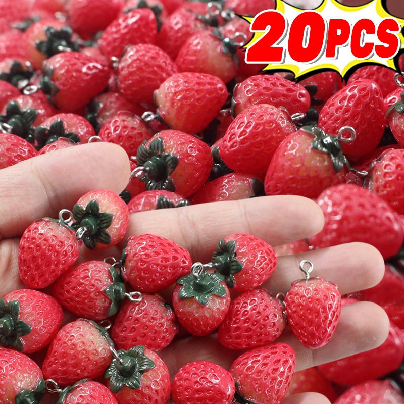 5-20 шт. Клубничные смоляные кулоны-шармы Фруктовые модные кулоны для сережек, браслетов, аксессуары для изготовления украшений 1,6x2,5 см
