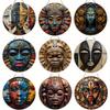 Wood Unique African Mask Circular Wooden Sign with Artistic Design, Suitable for Door, Wall, Home, Room, Farmhouse, Street, Shop, Garage, Bar, Garden