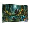 Forest Raccoon Mushroom Moon Game Mat Mouse Pad Playmat 24"X14" MTG TCG Office Desk Mat for Work Game PC Laptop Rug MousePad