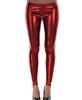 European-American Fashion Faux Patent Leather Mid-Waist Stretch Pants - Bright, Nine-Point Length