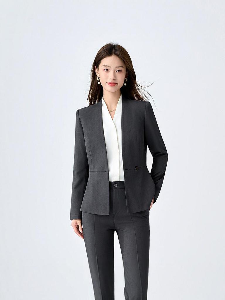 2025 Women's White Suit Set: Spring/Autumn Salon Reception Workwear Blazer