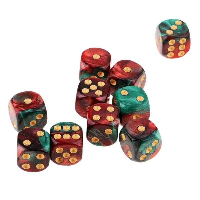 10 шт. 16 мм Двухцветные Непрозрачные Шестигранные Кости для Игр D6 DD Коллекция Костей Кости для RPG Прямой Стакан Настольные Игры Коллекция KTV Развлечения
