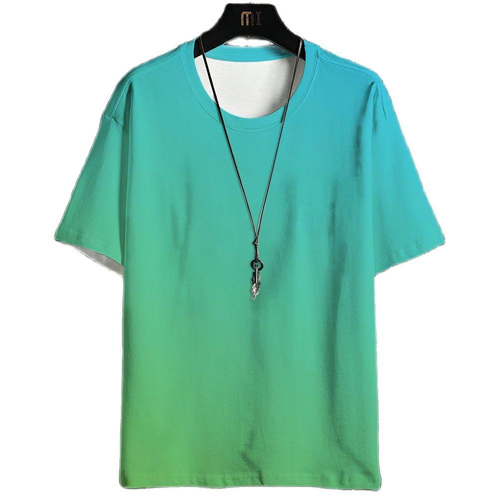 Свободные мужские уличные футболки в стиле хип-хоп, повседневная классическая футболка 2023 года с короткими рукавами и круглым вырезом с градиентом, модная футболка большого размера