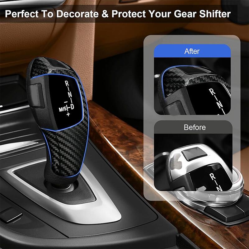 Carbon Fiber Style Gear Shift Knob Cover Trim For BMW F10 F30 X3 X4 1-7 Series