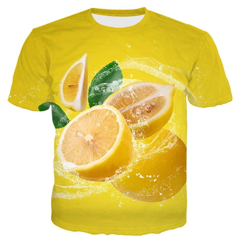 Модные питательные фрукты картинки для мужских футболок трендовая цифровая печать повседневные топы с круглым вырезом и короткими рукавами