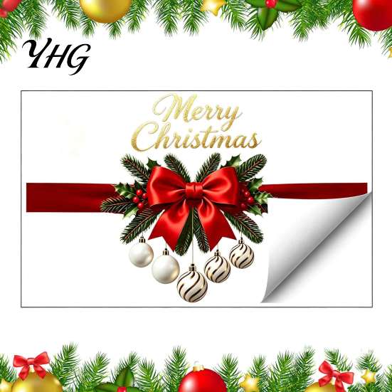 Winter Party Window Ornaments Gold Merry Christmas Clings, Decorative PVC Decals for Holiday Durable Home Glass Decor, Waterproof Removable