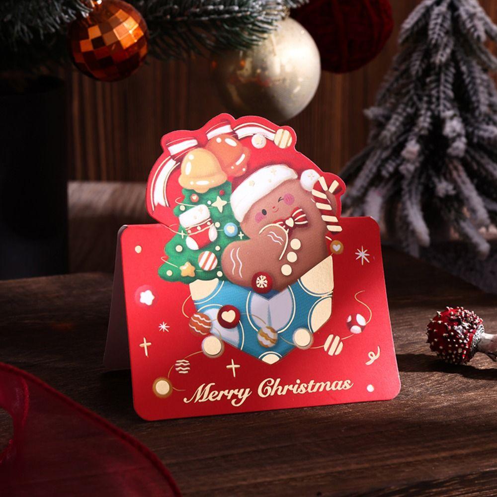 Поздравительные открытки с венком из золотой фольги, праздничные семейные открытки с Сантой, новые открытки «Счастливого Рождества» на зиму