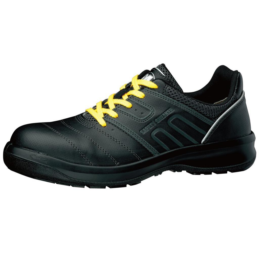 Leather Sneakers Safety Shoes Footbed That Shake Your Unisex G3590 Electrostatic Black Cm [Midori Anzen] [Stability/3D Doesn't Feet] 25.5