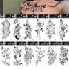 Waterproof DIY Fake Tattoo Black Flowers Temporary Tattoo Body Art Stickers for Body Arm Leg