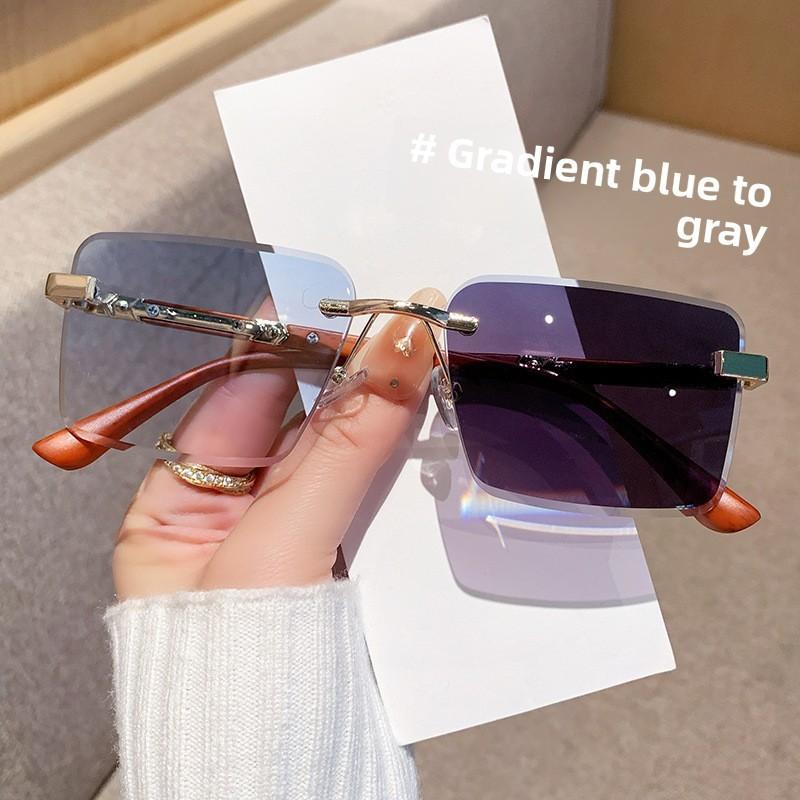 Модные безрамные солнцезащитные очки с градиентным серым цветом и защитой UV400 для езды на велосипеде и вечеринок