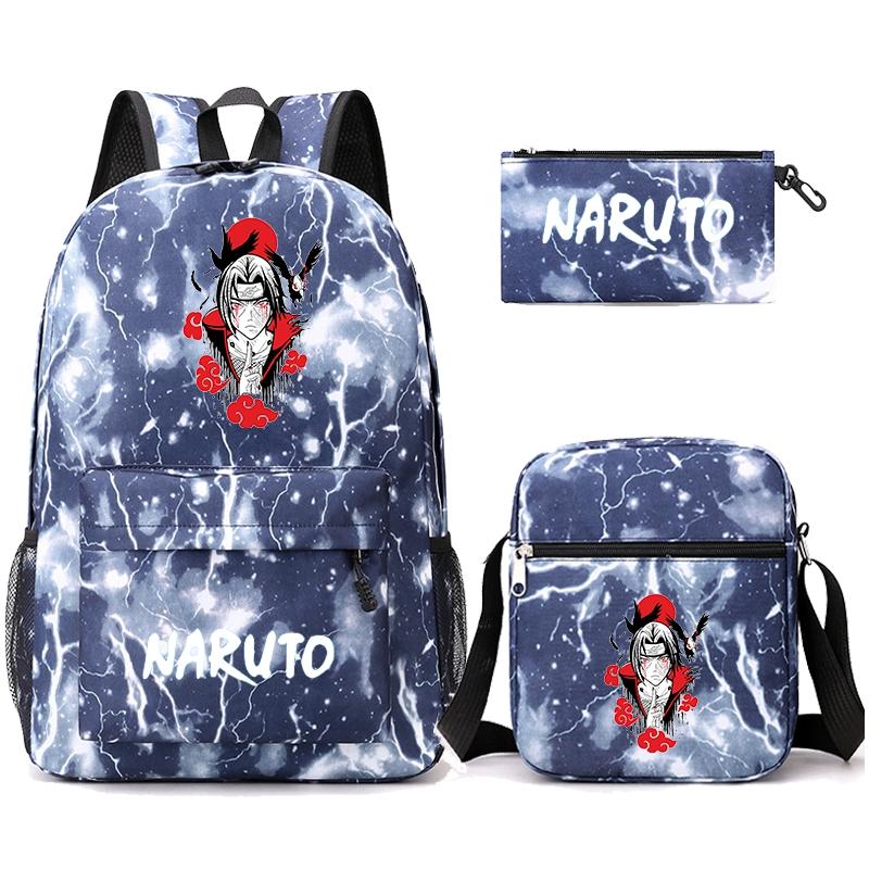 3 шт./компл. рюкзак аниме Наруто с сумкой на плечо, пенал для мальчиков и девочек, сумка для книг, рюкзак для мужчин и женщин, дорожная сумка для отдыха, рюкзак