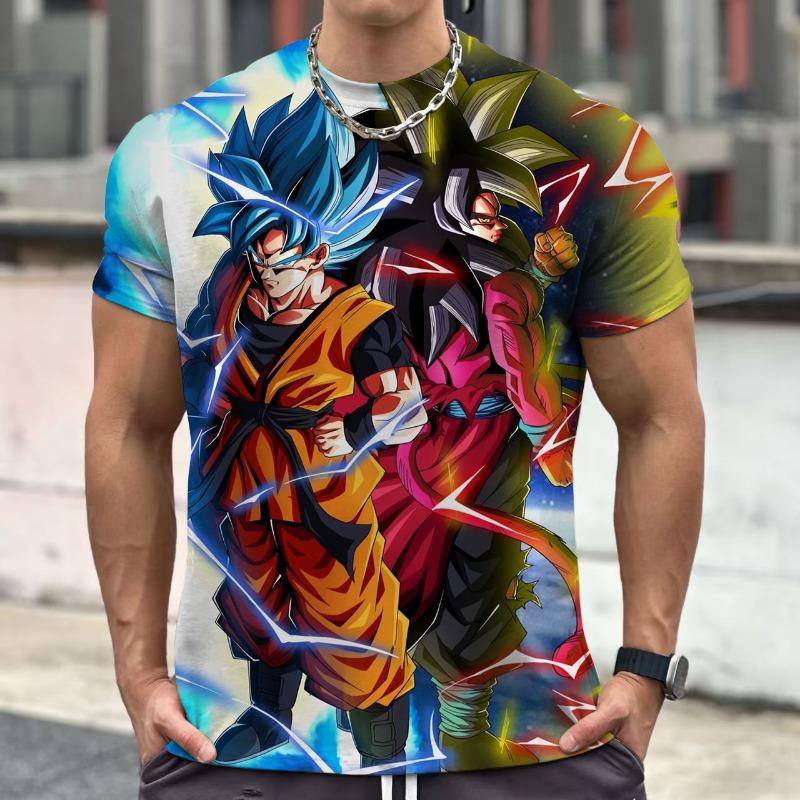 Летняя футболка Dragon Ball Retro Fitness 2026 Мужская Оверсайз С 3D-печатью Короткий рукав
