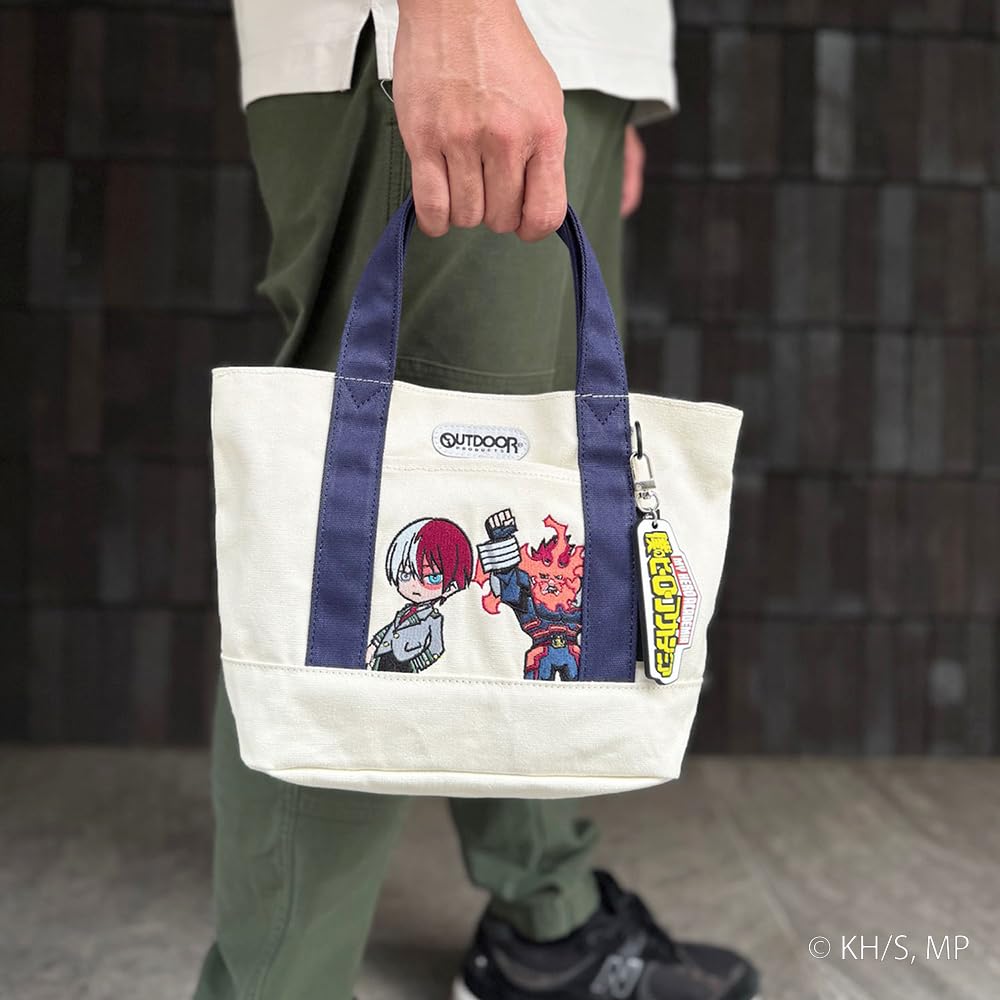 Hero Academia x OUTDOOR Мини-сумка-тоут с брелоком Шото Тодороки x Всемогущий ODHA11 Белый [Мои ПРОДУКТЫ] -