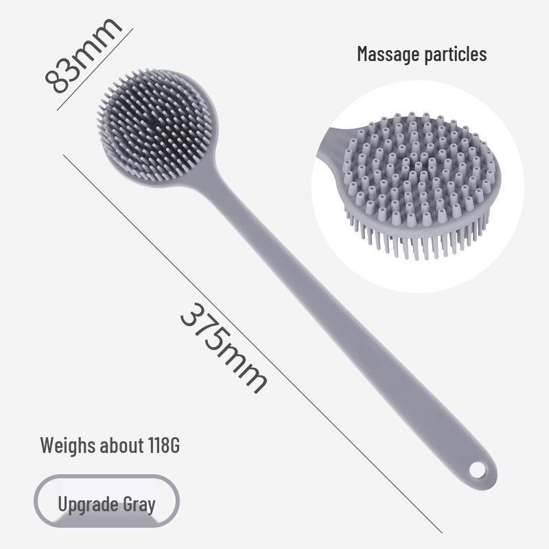 Двусторонняя силиконовая щетка для ванны и спины с длинной ручкой