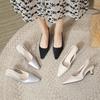 Spring and Summer Footwear Pointed Stiletto Heels Simple Baotou Women's Sandals with Shallow Heels