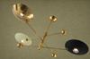 Mid Century Modern Brass Chandelier Sculptural Disc Shade Ceiling Light Vintage Hanging Fixture Home Decor