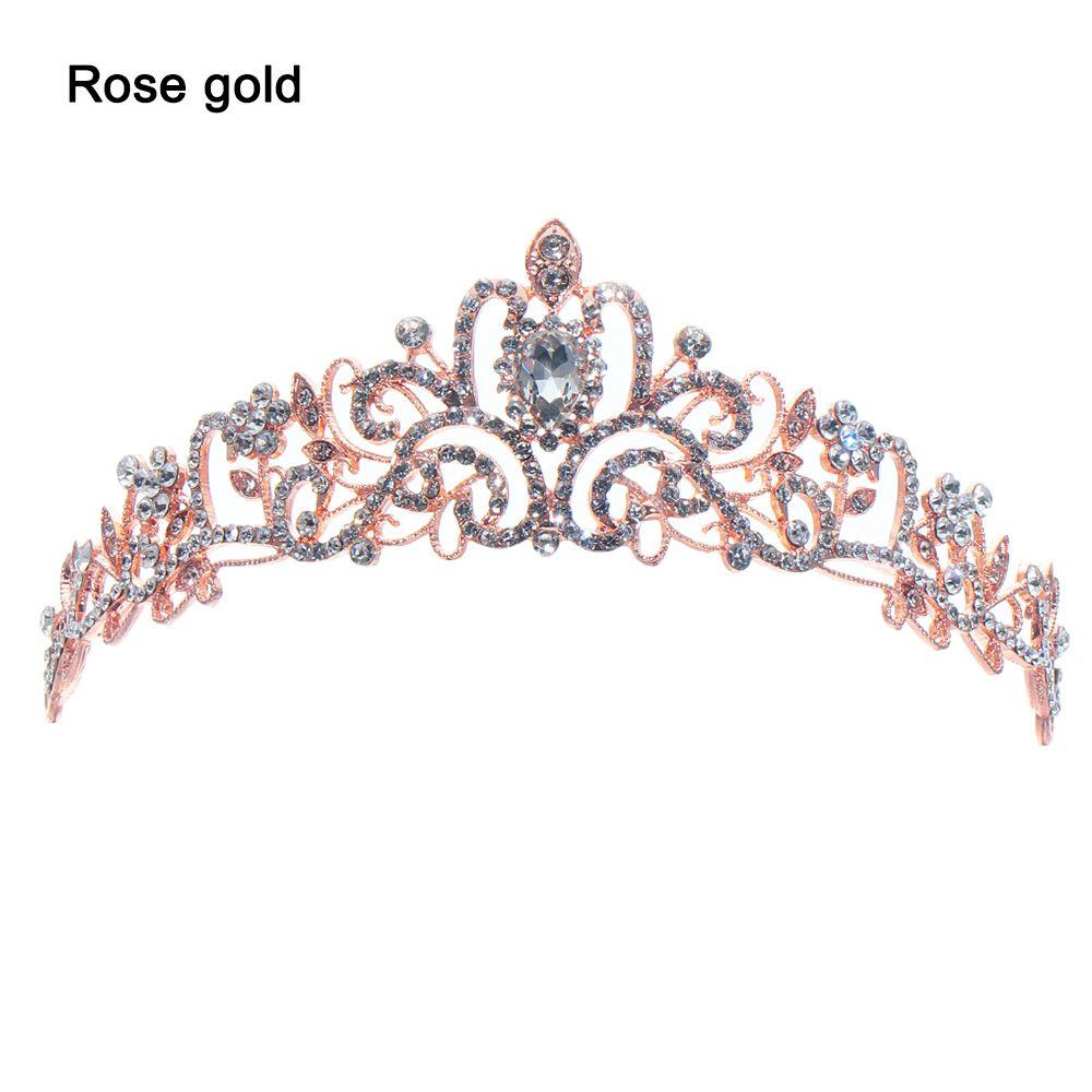 Bridal Hair Accessories Princess Rhinestone Crown with Combs Crystal Headband Silver Tiara Crown