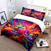 Colorful Heart Splash Artwork Decor Bedding Set with 1 Duvet Cover 2 Pillowcases Single Double King Queen, Gift