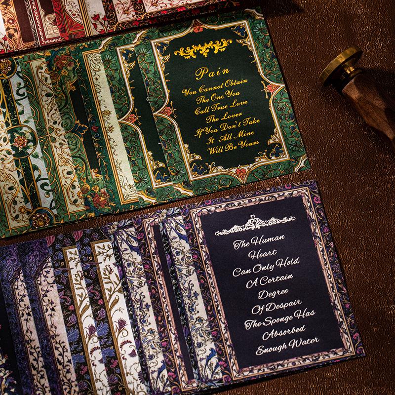 10-Sheet Great Writer Theme Gold Foil Craft Paper, Retro Literary Pattern & Gilded Accent, for Journal Scrapbook Deco