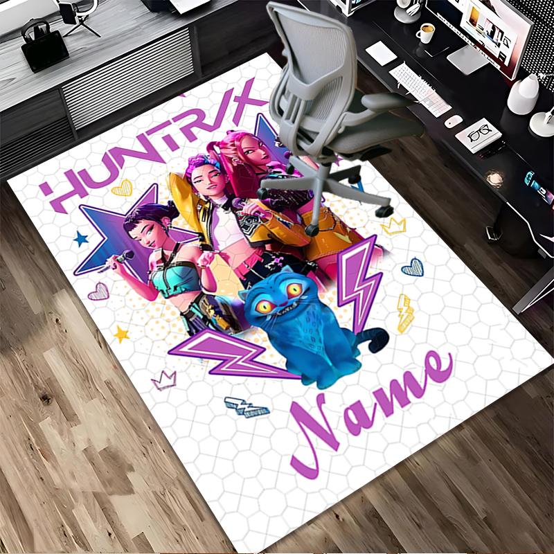 Personalized Name Huntrix Name Living Room Non-Slip Area Rug Soft Carpet for Bedroom Playroom Sofa Office Home Decor Doormat