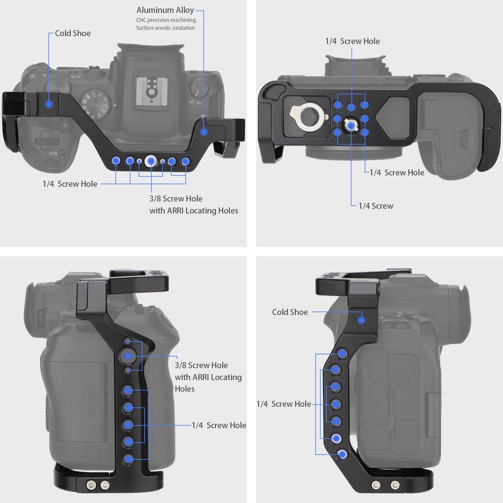Полная клетка для камеры Canon Mirrorless, удлинитель микрофона, заполняющий свет, аксессуары для фотосъемки с креплением «холодный башмак» для камер R5/R6, крепление, кронштейн,
