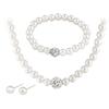 Womens Bride Wedding Set Faux Pearl Necklace Bracelet Earrings