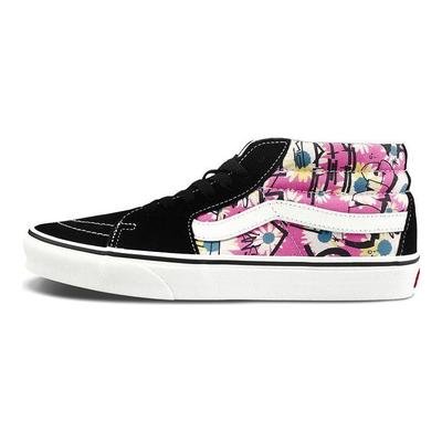 Sk8 Цветочный Граффити Холст Ретро Повседневные Полувысокие Кеды Унисекс Черный Белый Фиолетовый VN0A3WM31IY