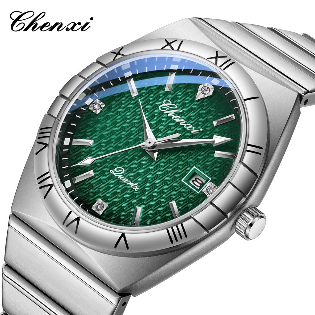 Men's Quartz Watches Fashion Luminous Calendar Stainless Steel Strap Waterproof Business Elegant Male Wristwatch