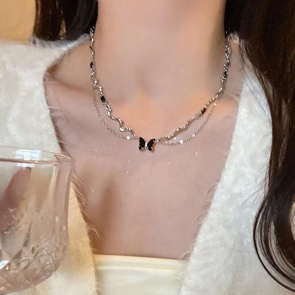 All-match Clavicle Chain Love Butterfly Shiny Chain New Trend Collarbone Chain Women Girls