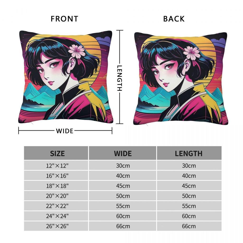 Retro Synthwave Summer Aesthetic Pillowcase Polyester Linen Velvet Creative Decorative Throw Pillow Case Car Cushion Case 45X45