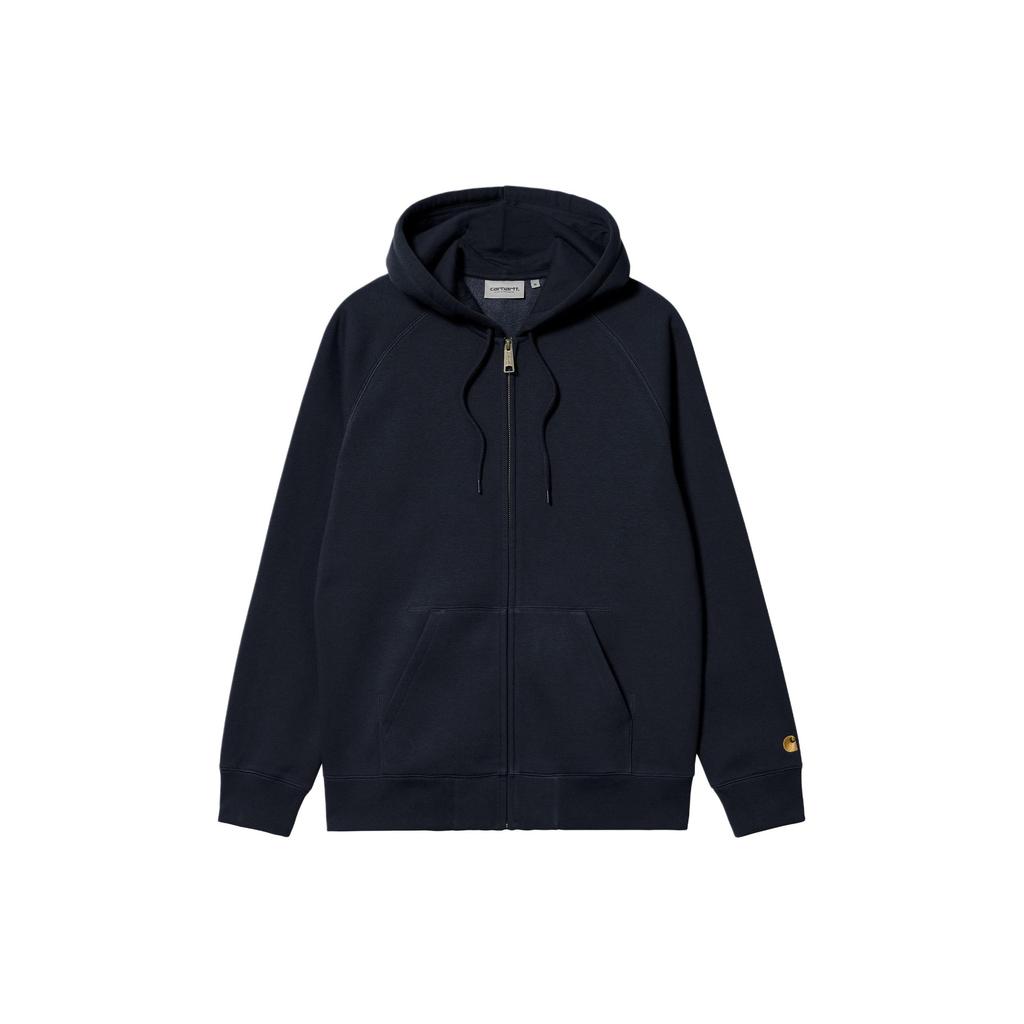 Carhartt WIP SS24 Худи Chase Jacket Молния Вышитый логотип Реглан Длинный рукав Куртка Мужские куртки Темно-синий I033664-00H-XX