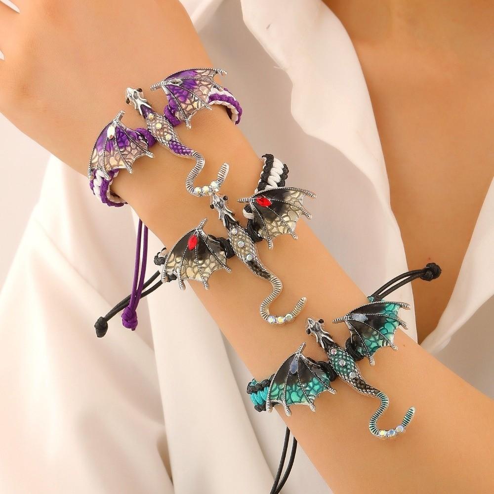 Vintage Braided Rope Bracelet Adjustable Woven Cord Wristband Fashion Animal Dragon Bracelet Party
