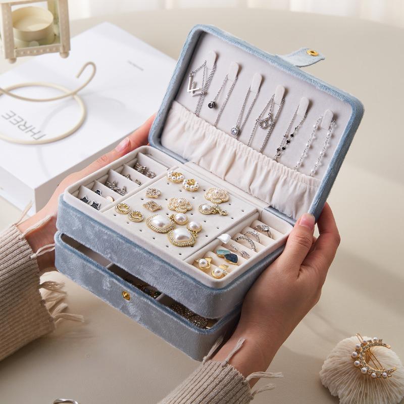 Многослойная кожаная шкатулка для хранения ювелирных изделий, дорожный футляр для хранения ювелирных изделий для женщин, для серег, колец, ожерелья, подарок на День матери, Рождество