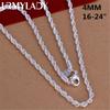 URMYLADY 16-24 дюйма Для женщин Мужчин Красивая Мода 925 Серебро Шарм 4мм Веревочная Цепочка Ожерелье Ювелирные изделия