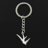 Fashion 30mm Key Ring Metal Key Chain Keychain Jewelry Antique Plated Flying Swallow Bird 26x25mm Pendant