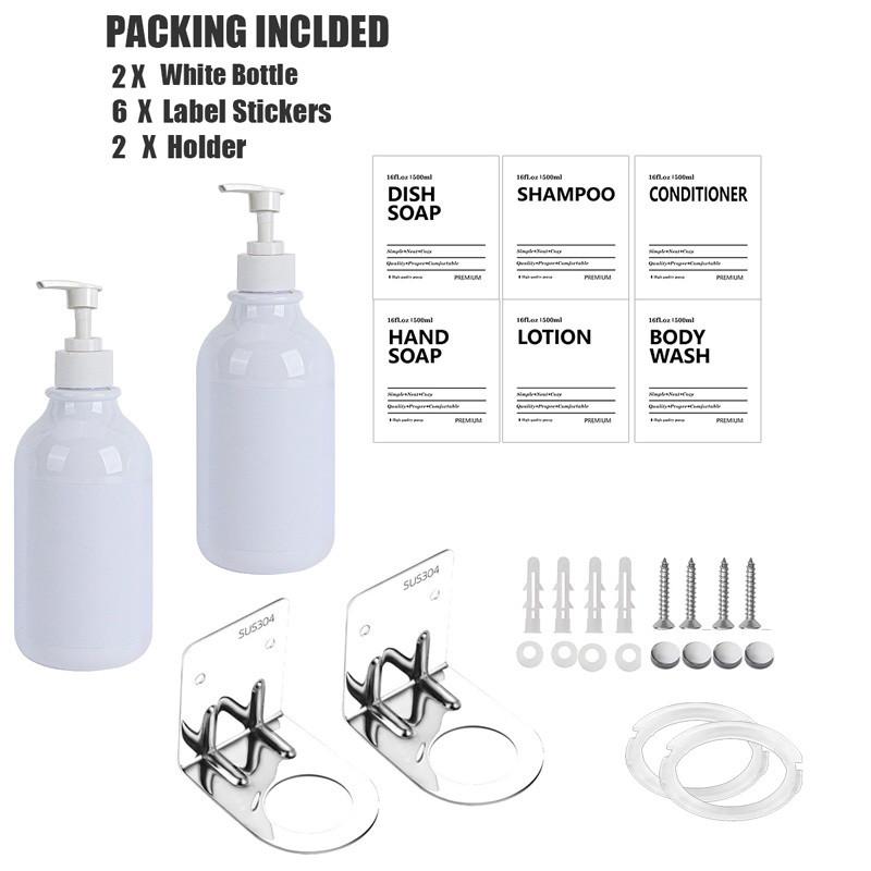 500 мл Белый лосьон Бутылка для настенного крепления для душа Бутылки для мыла с этикетками Диспенсеры для мытья тела для ванной комнаты, кухни, раковины