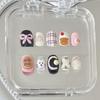 Sweet Cute Cartoon Cat Dog Bear Handmade Short Square Ruond Removable Fake Nails Bowknot Bread Cookie Stars Press On Nails