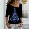 Women's  Streetwear Sweatshirt Christmas Tree Sparkly Painting Graphic Patterned 3/4 Length Sleeve V Neck T Shirt Tee XS-8XL