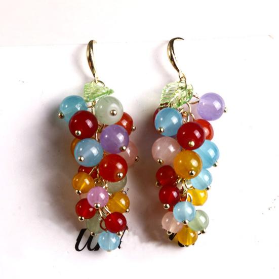 1 шт. Серьги-гроздья в виде винограда, женские серьги-крючки, серьги-фрукты, висячие серьги с искусственным кристаллом, висячие серьги для вечеринок и клуба