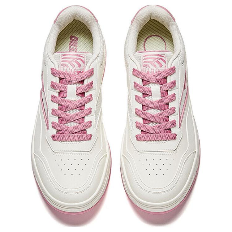 Anta Baichuan Classic Versatile Fashion Comfortable Lightweight Increased Height Low-Top Skate Shoes Women Sneaker White Pink 122528012-4