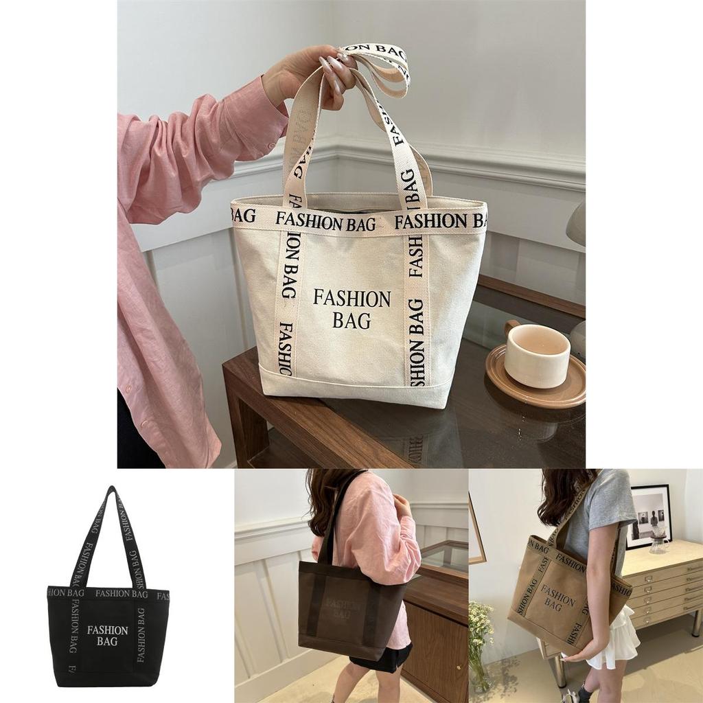 Large Capacity Canvas Tote Bag For Women 2024 Spring New Stylish Letter Design