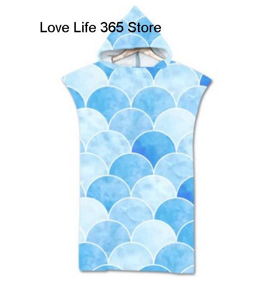 Радужная чешуя Микрофибра Пляжное полотенце Быстросохнущий Плащ с капюшоном Полотенца для гидрокостюма Взрослые Дети Родитель-ребенок Пончо Халат для плавания серфинга