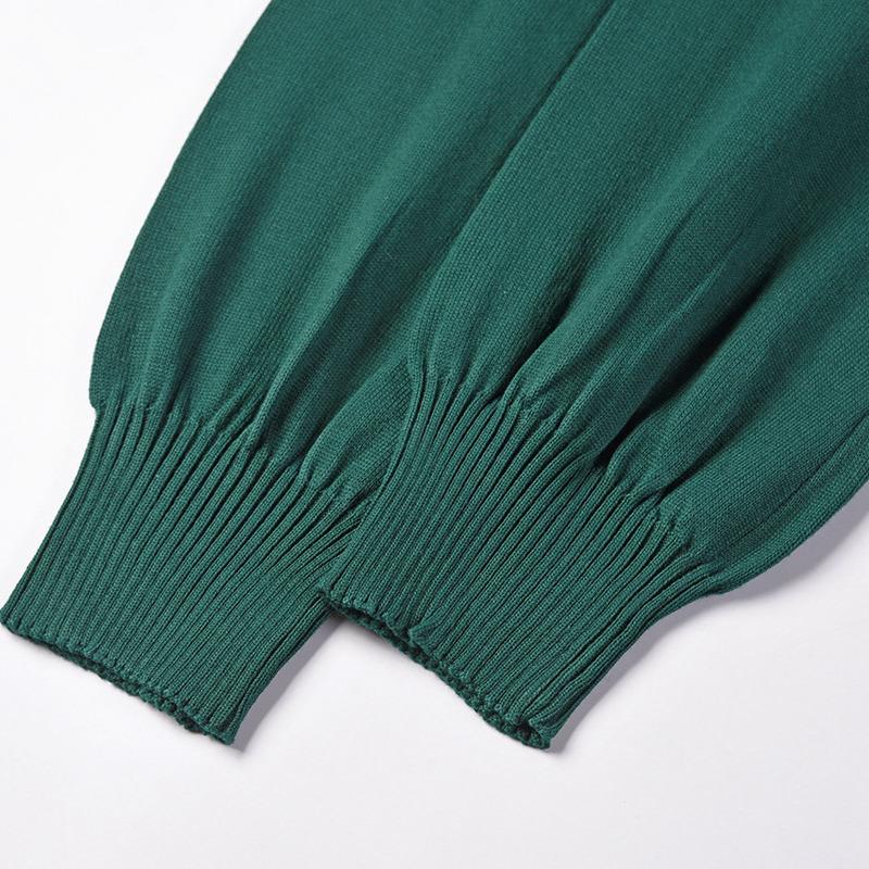 Fall Winter Slim Fit Pleated Bottoming Sweater O Neck Lace Up High Waist Knitted Dress S-XXL