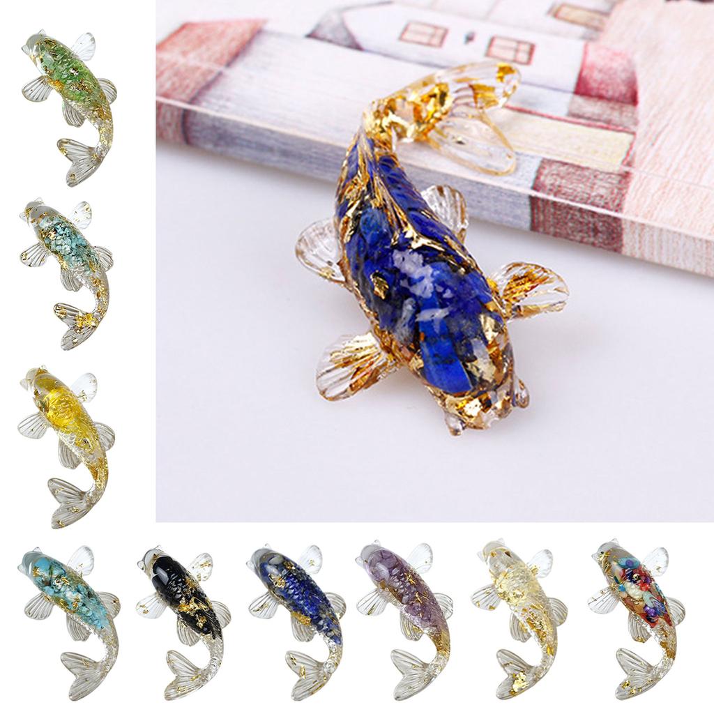 Natural Crystal Gravel Fish Shape Ornaments Decorative Animal Mini Figurines Desktop Statue for Home Office Decorations