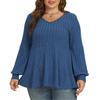 Womens Plus Size Long Sleeve Shirts V Neck Tunic Tops Basic Loose Fit Tee Tops