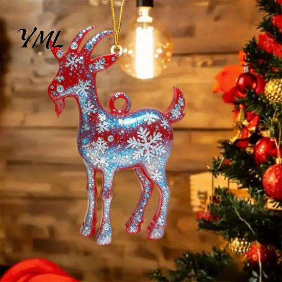 Christmas Tree Hanging Ornaments 2D Acrylic Goat Ornament, Zodiac Pendant with Gold String, Year Festive Party Supplies of The Ornament 2027, Chinese