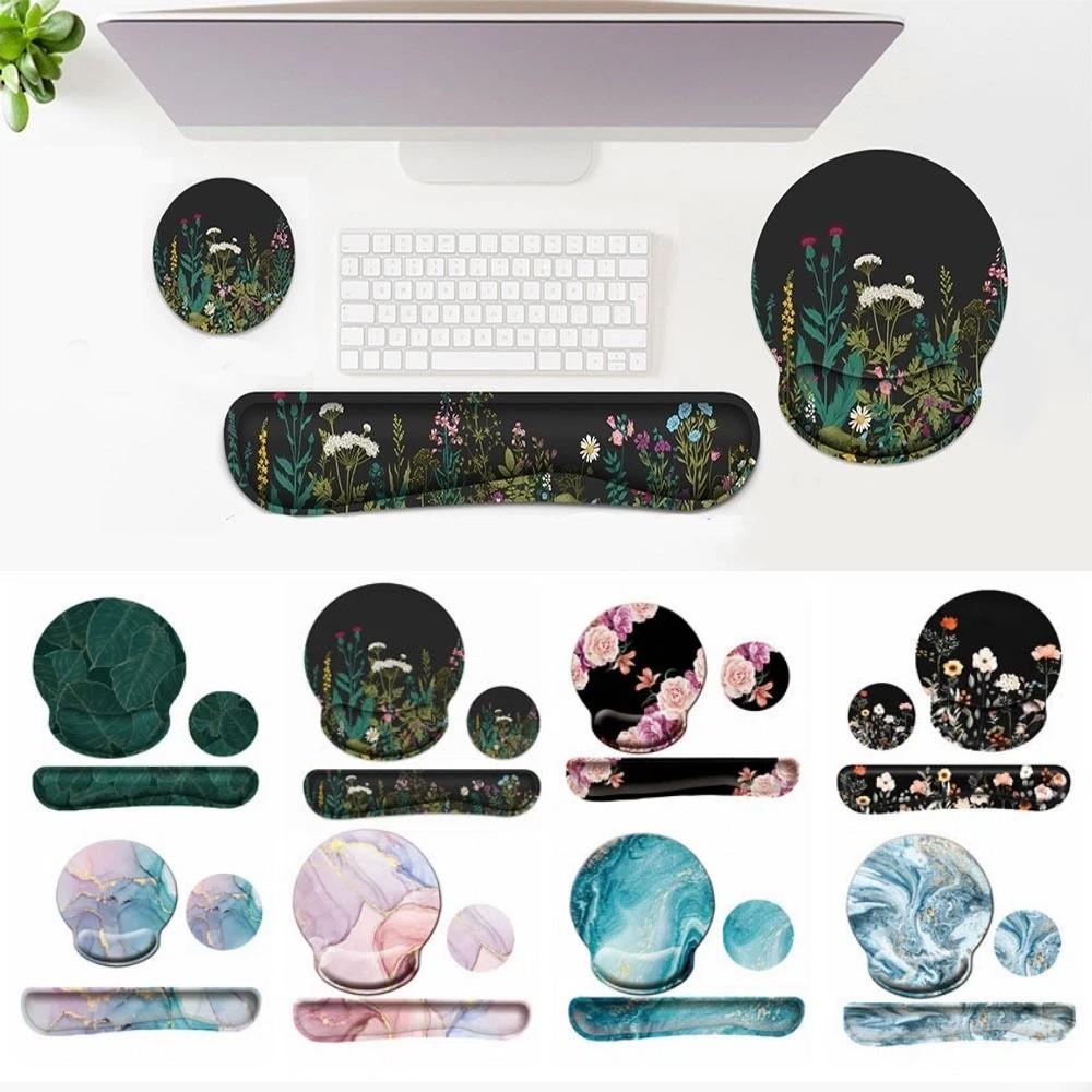 3Pcs/Set Soft Keyboard Wrist Rest Set Comfortable Wristband Mouse Mat Office Supplies
