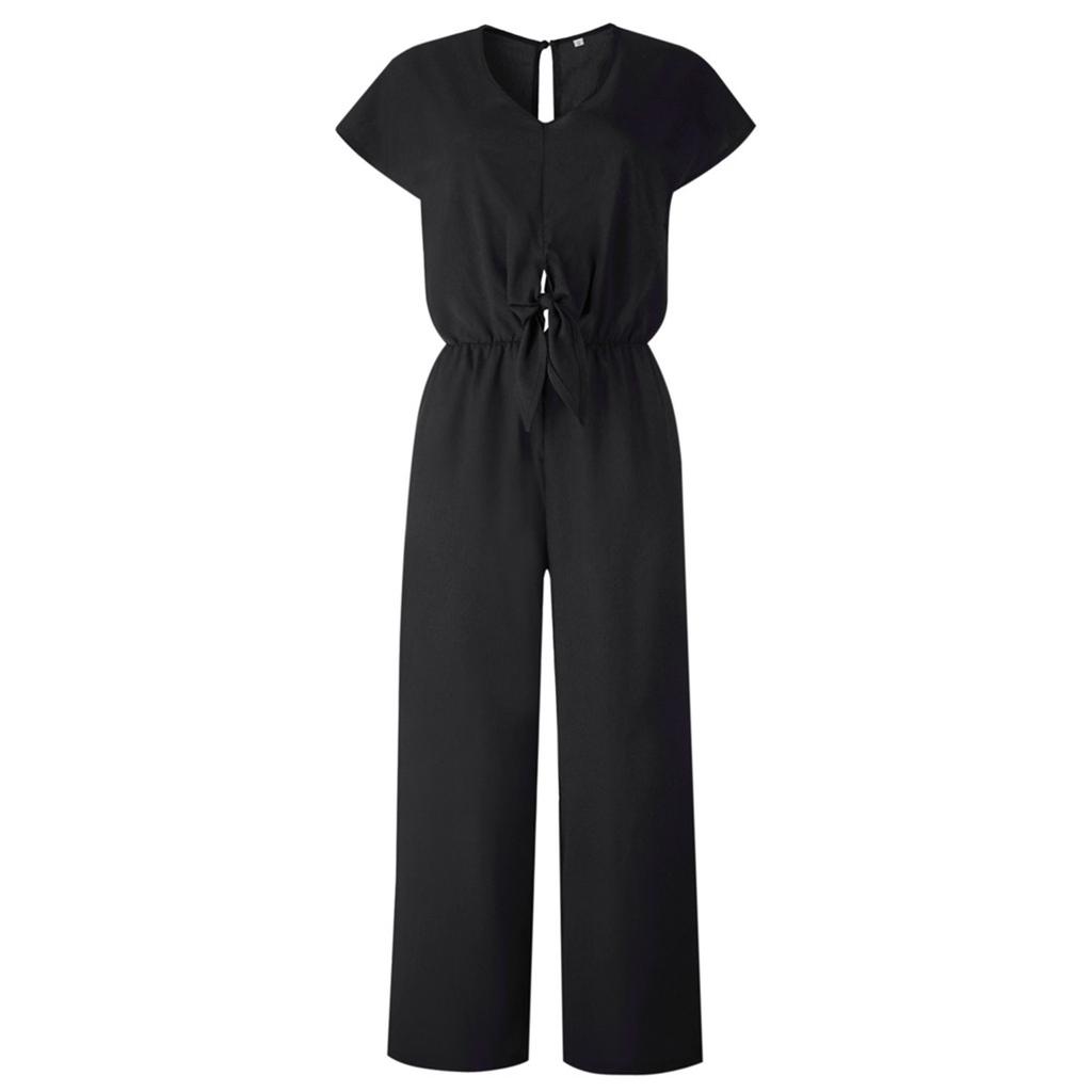 Женский летний комбинезон с коротким рукавом и V-образным вырезом