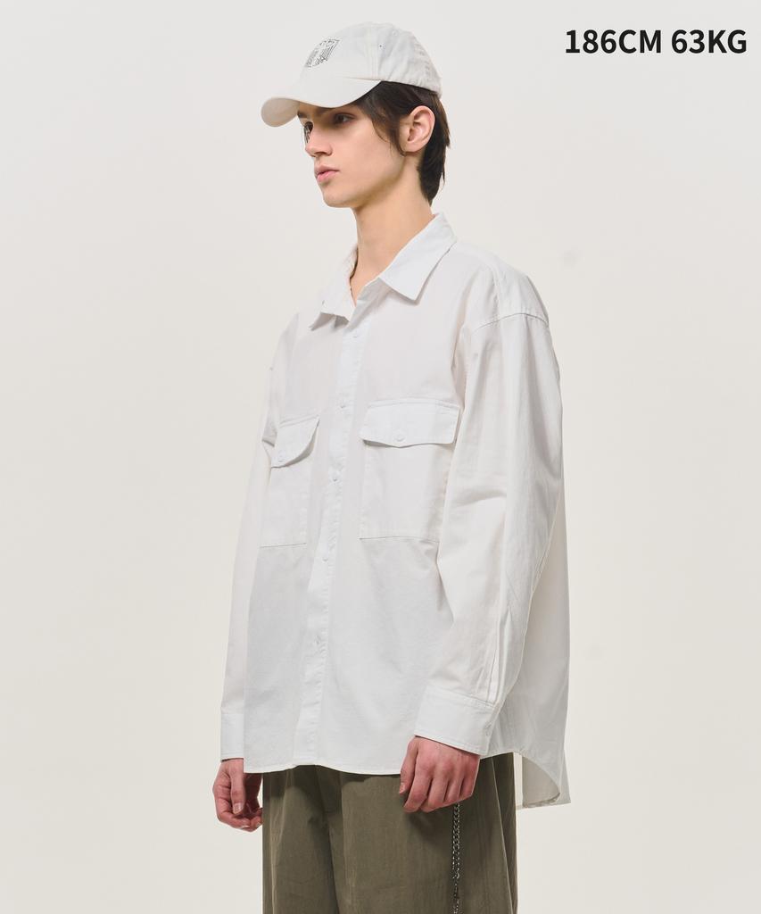 BLACK MOMENT Хлопковая рубашка-overshirt с двумя карманами [Белый]