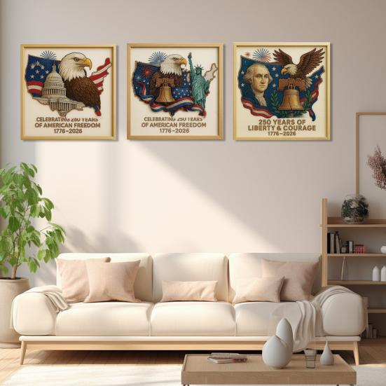 250th Anniversary Diamond Art Kit Celebrating 250 Years of American Freedom DIY Rhinestone Craft